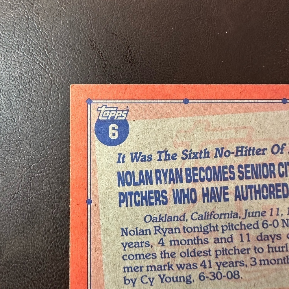 1991 Topps 40 years of Baseball 1990 Record Breaker Nolan Ryan Mint Condition - Picture 4 of 5